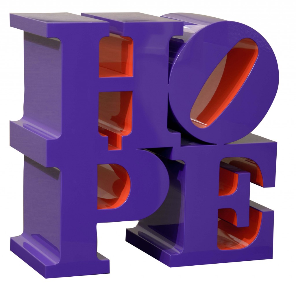 Robert Indiana HOPE Violet_Red 45,7x45,7x22.9 cm.