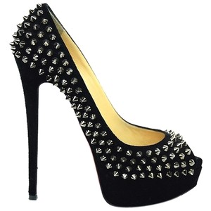 christian louboutin Lady Peep pumps Black patent leather tonal spike studs