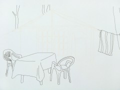 Mesa, sillas, toalla. De la serie Casas y Casillas, 2008.