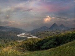 Panorámica del Valle del Río Cauca y los Farallones de la Pintada desde la hacienda - El Porvenir