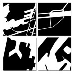 from the In between series, 2008. Automotive ink on MDF, 50 x 50 cm each