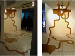 Intervencion con cinta de embalar + pintura