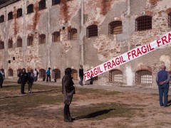 Espacio de Arte Contemporáneo, vista del Patio Norte, con Intervención sobre el edificio del proyecto FASE.